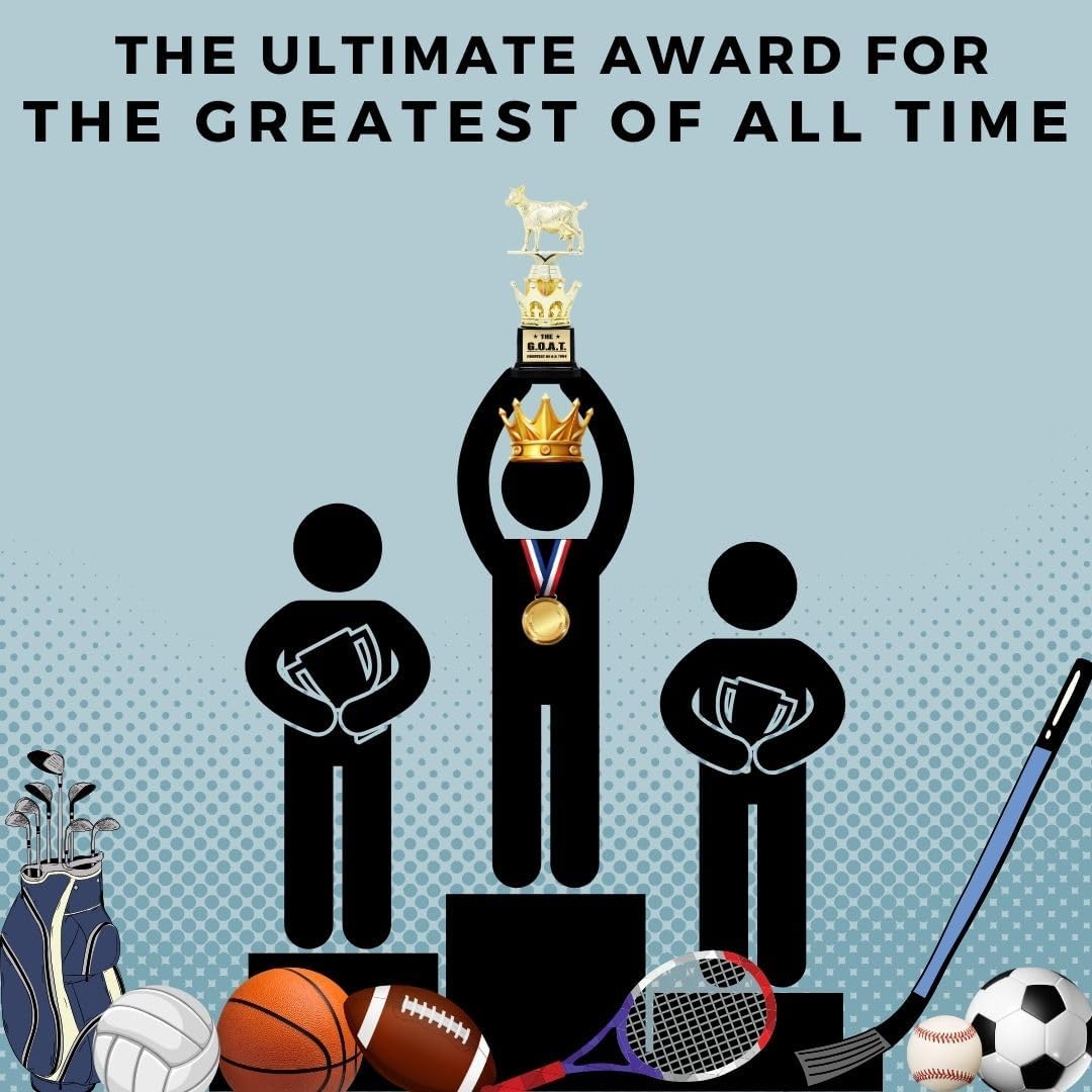 Goat Trophy - G.O.A.T. - Greatest of All Time Funny Trophy Award with Option for Custom Plate - Appreciation Gift for Boss, Coworker, Friend - League Champion Award Winner