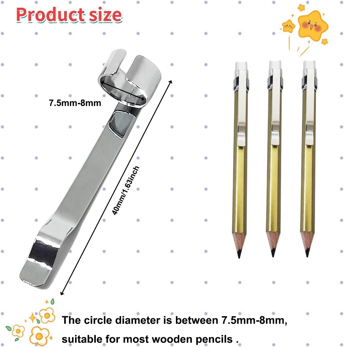 Adhere 12pcs Golf Pencils with eraser Hexagon gold Wooden Pencils Graphite 2B for Golf Event Scoring,Classroom,Wedding,Company Meetings,Pew, Pocket (z-Gold pencil 12pcs + pencil clip 12pcs)