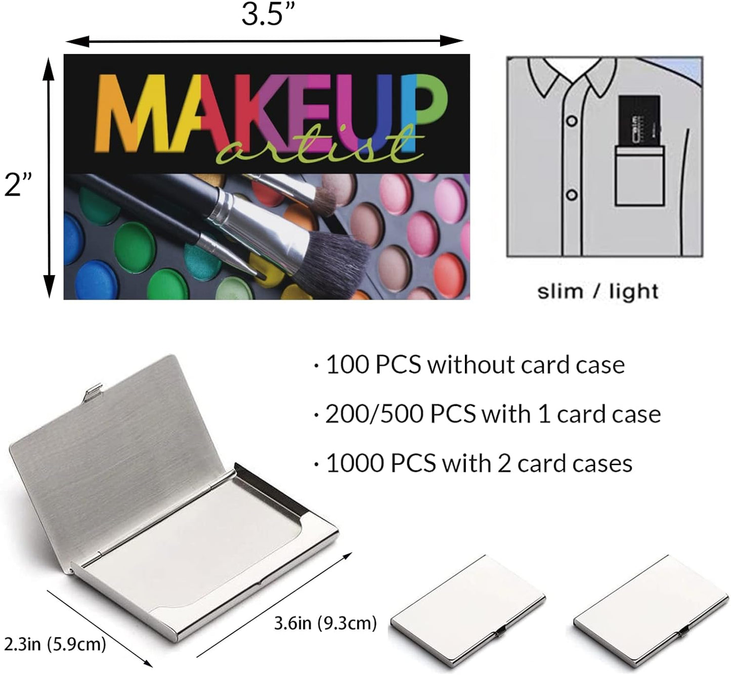 Custom Business Cards 100PCS Double-sided Printing Business Cards Customize with Your Logo Personalized 3.5"x 2" Cards for Business - Make Up