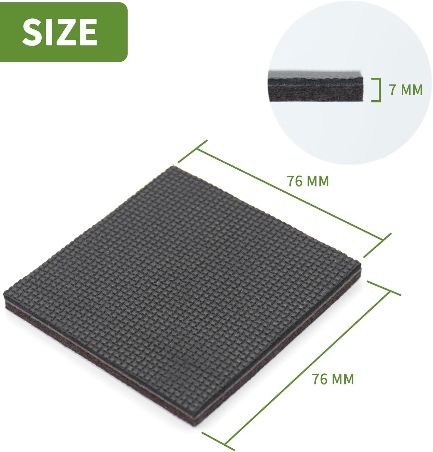 Non Slip Furniture Pads 12 PCS 3'' Square - Anti Slip Furniture Pads - Self Adhesive Rubber Feet Furniture Feet - Chair Leg Floor Protectors - Keep Furniture in Place