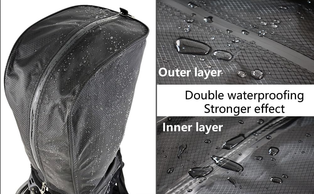 BOYEA & SKULLEAP Golf Bag Cover rain Cover/Hood Nylon Waterproof dust Cover Fits Most Golf cartBags Easy to use Collapsible and removabl Golf Accessory Gifts (Waterproof Nylon, Large)