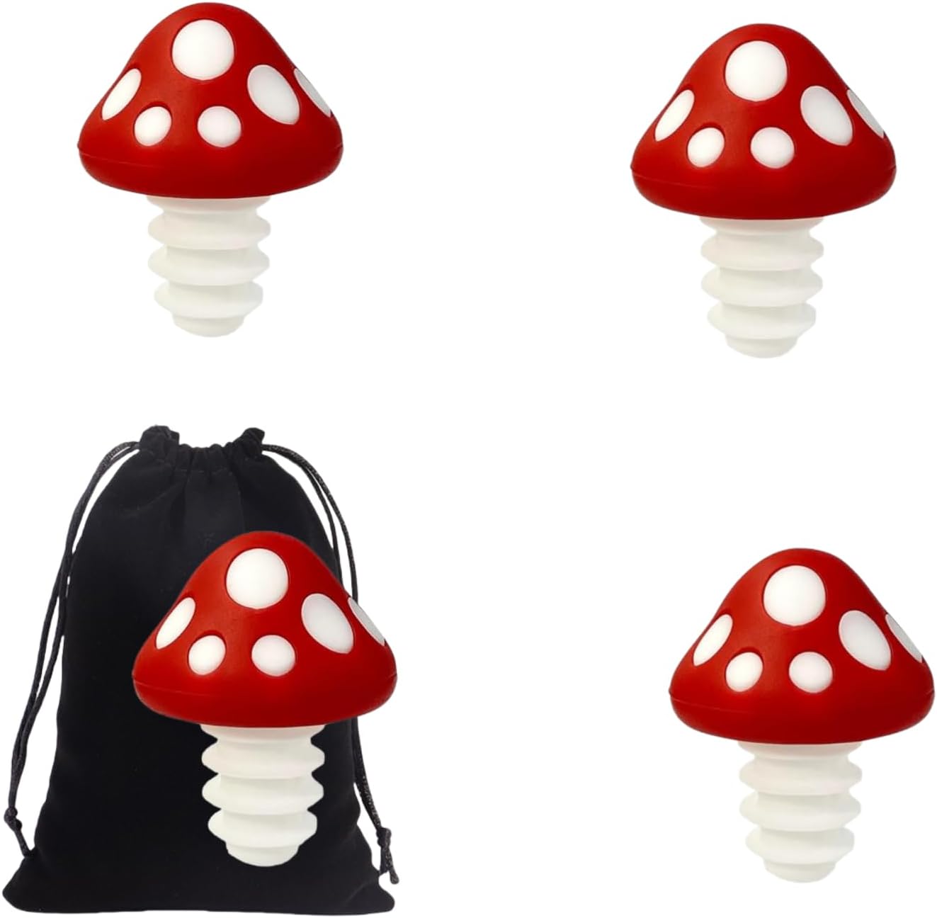 4Pcs Wine Stopper Mushroom Soft Silicone Wine Bottle Stoppers Reusable Leak Proof Bottle Sealer Wine Corks