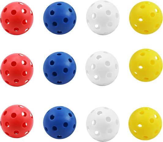 GSE Games & Sports Expert 12-Pack Practice Golf Balls, 40mm Limited Flight Plastic Soft Golf Balls, Airflow Hollow Training Golf Ball for Swing Practice (Several Colors Available)