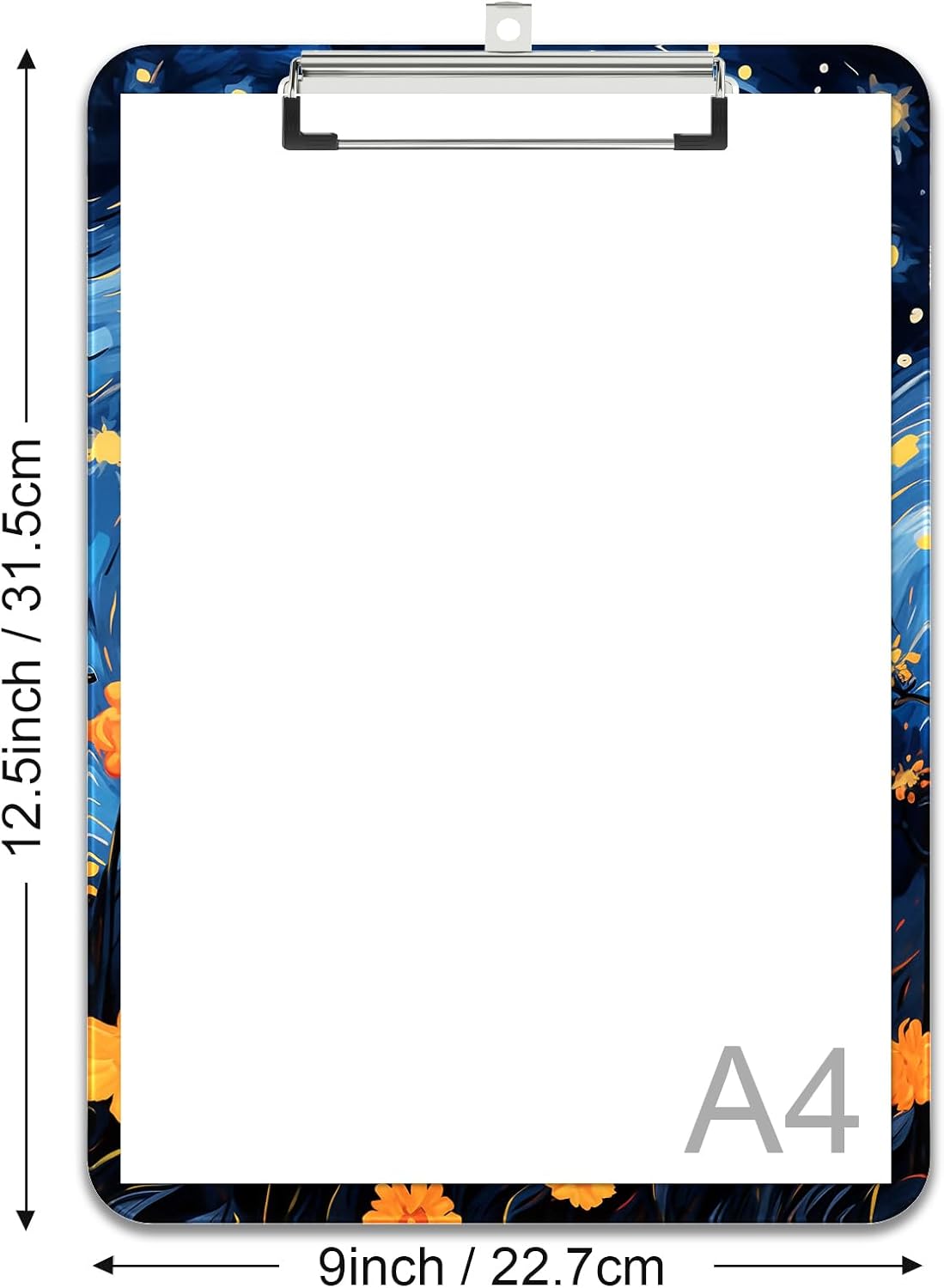 Rimilak Plastic Clipboards with Metal Clip, A4 Letter Size 9 x 12.5 in, Office Decorative for Students Women Men and Kids, Cute Custom Pattern, Starry Sky Cat