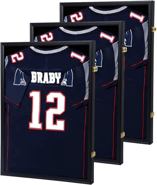 IHEIPYE Jersey Frame Display Case 3 Pack - Large Sport Jersey Shadow Box with UV Protection Acrylic for Baseball, Basketball, Football, Soccer, Hockey, Shirt and Uniform