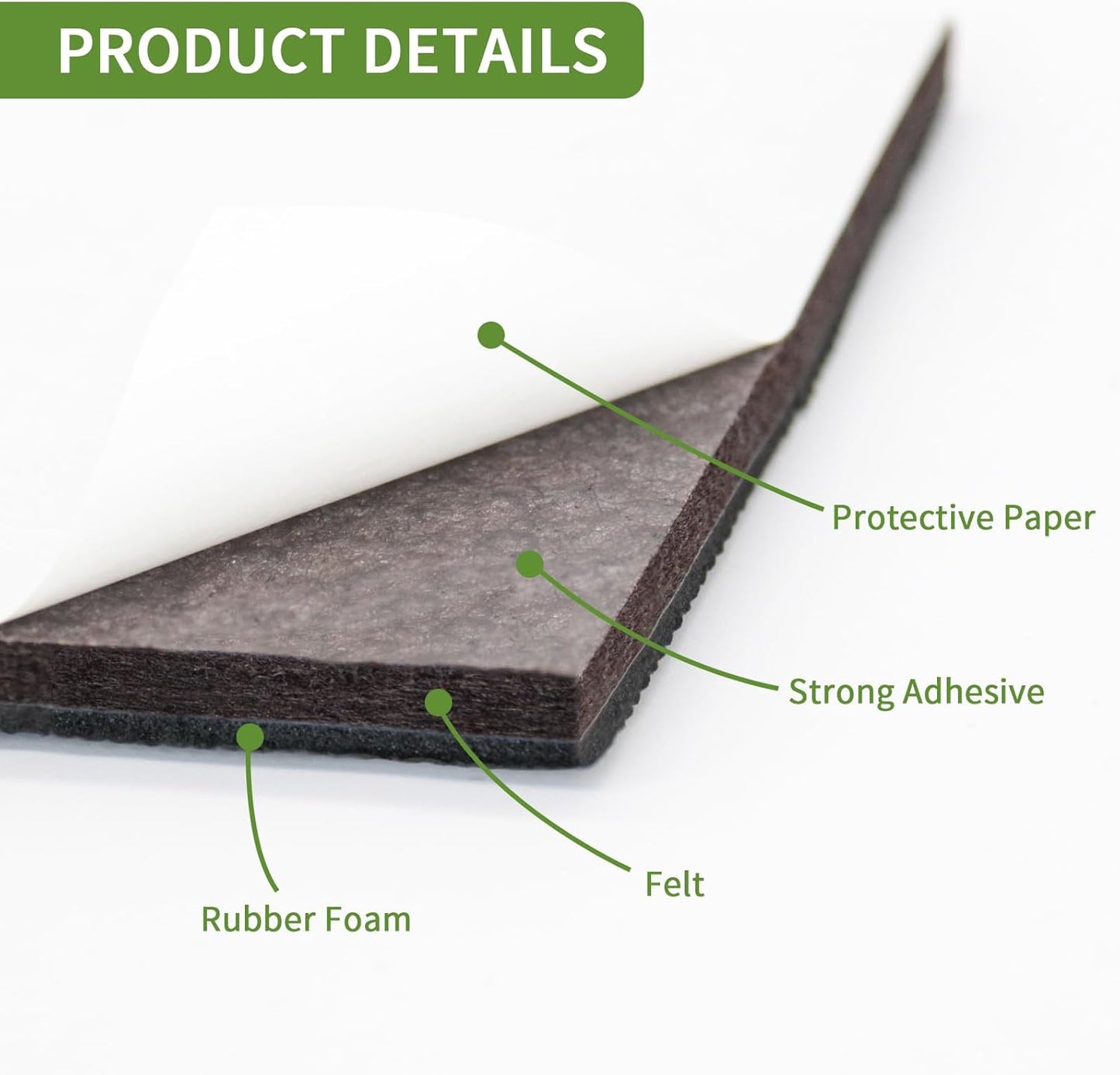 Non Slip Furniture Pads 16 PCS 2'' Square - Anti Slip Furniture Pads - Self Adhesive Rubber Feet Furniture Feet - Chair Leg Floor Protectors - Keep Furniture in Place