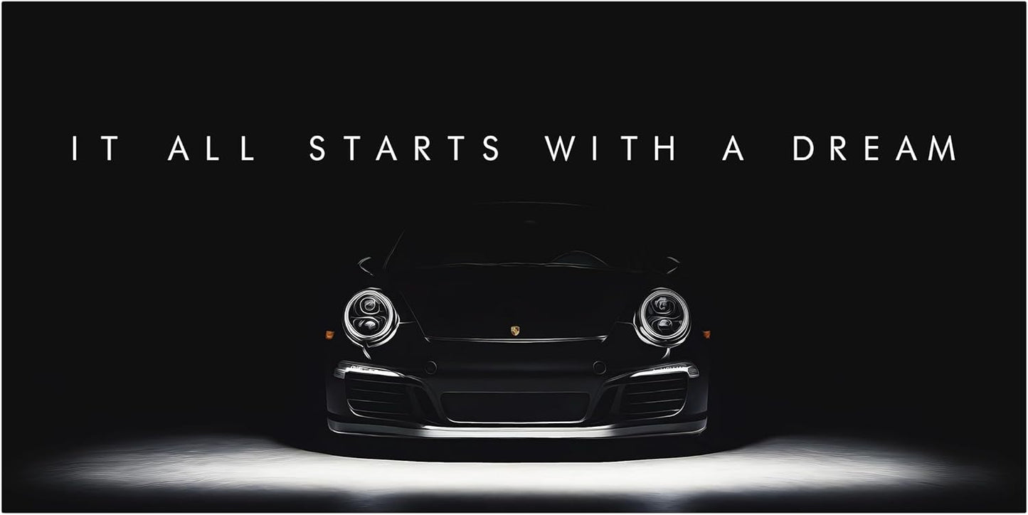 Motivational Wall Art for Office, Super Car Art Canvas, Inspirational Automotive Decor for Porsche Sportscar Lovers, Motivational Wall Decor for Office and Home, Inspiring Car Poster (8 x 8 in)