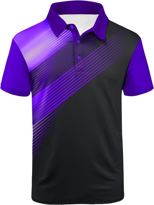 SCODI Mens Golf Shirt Moisture Wicking Performance Sport Short Sleeve Print Golf Polo Shirts for Men