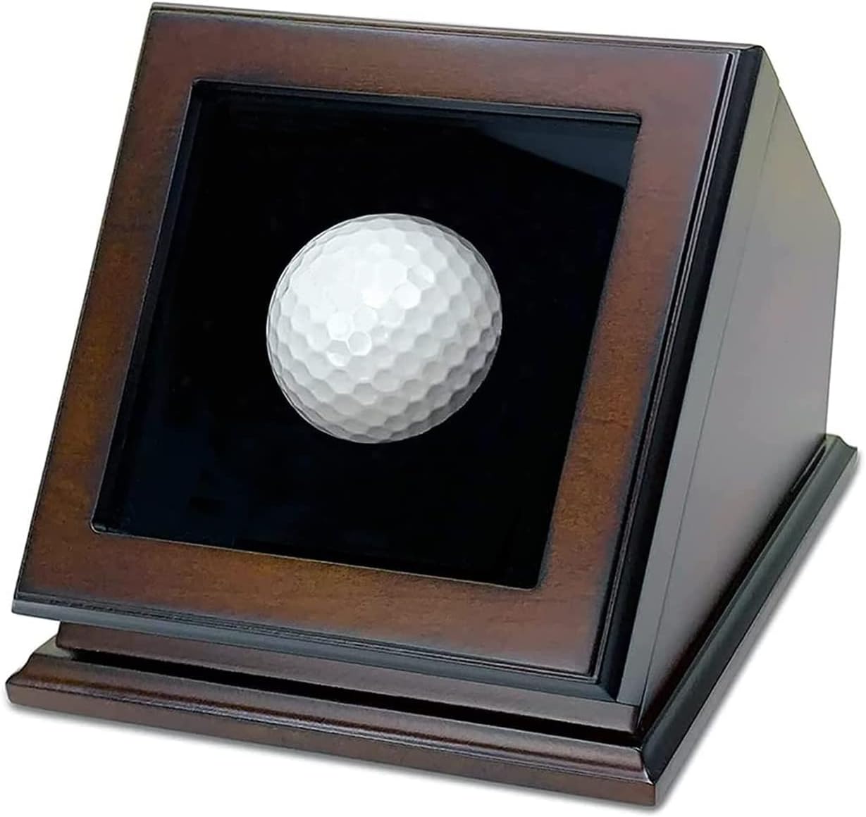 Golf Ball Display Case Hole in One Box - Wood with Glass Lid