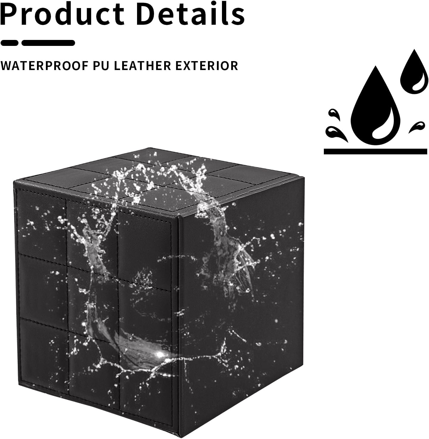 Tissue Box Cover Square Tissue Box Holder PU Leather Facial Organizer with Magnetic Bottom,Decorative Napkin Caddy for Vanity Dresser Night Stand Table Countertop Home Office Car,Black