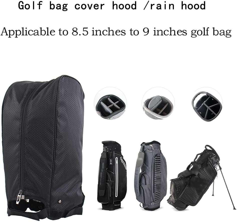 BOYEA & SKULLEAP Golf Bag Cover/rain Hood Waterproof/dustproof,Thickened Style,fits 8.5-9-inch golfbag/standbag,4 snap Fasteners +Adjustable Straps, Easy to Install, Foldable, for All Golfers Gifts