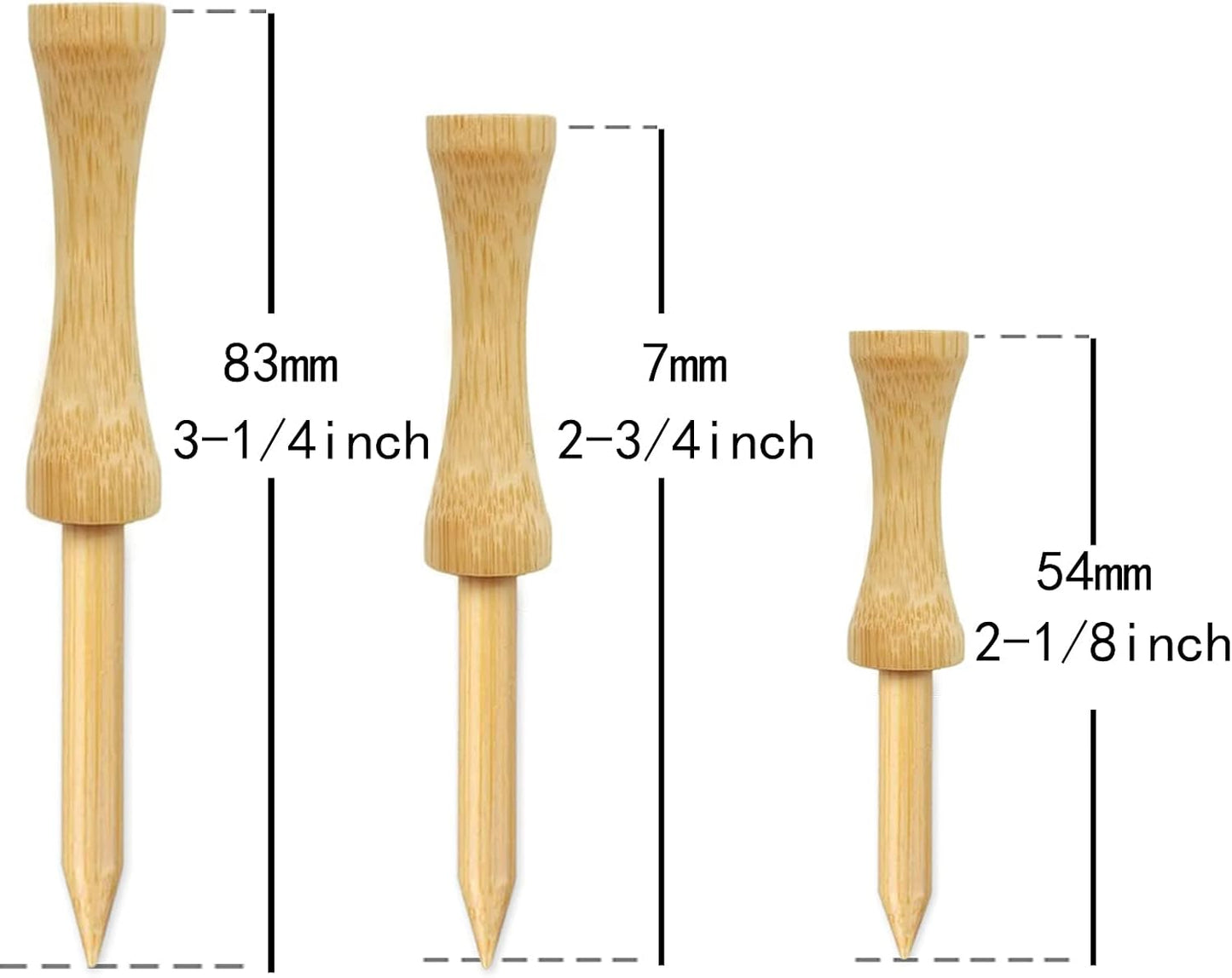 Step Down Golf Tees 2-1/8"or 2-3/4"or 3-1/4" 100 Pack Enduring Wooden Bamboo Golf Castle Tees