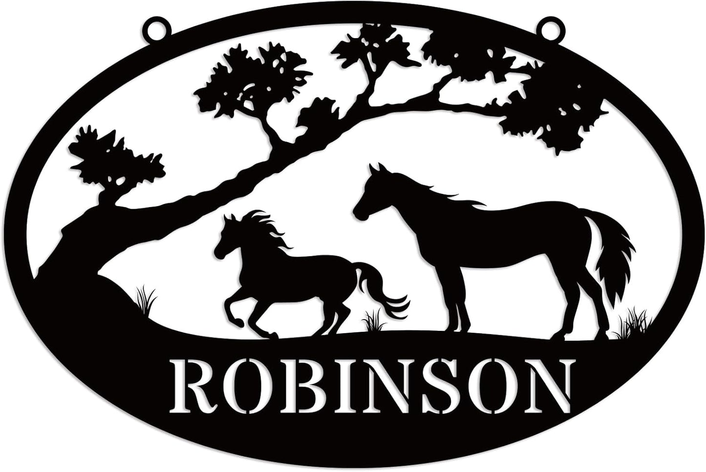 Custom Running Horses Metal Sign, Personalized Horse Farm Sign, Unique Metal Wall Art, Custom Farm Name Signs, Personalized Family Signs