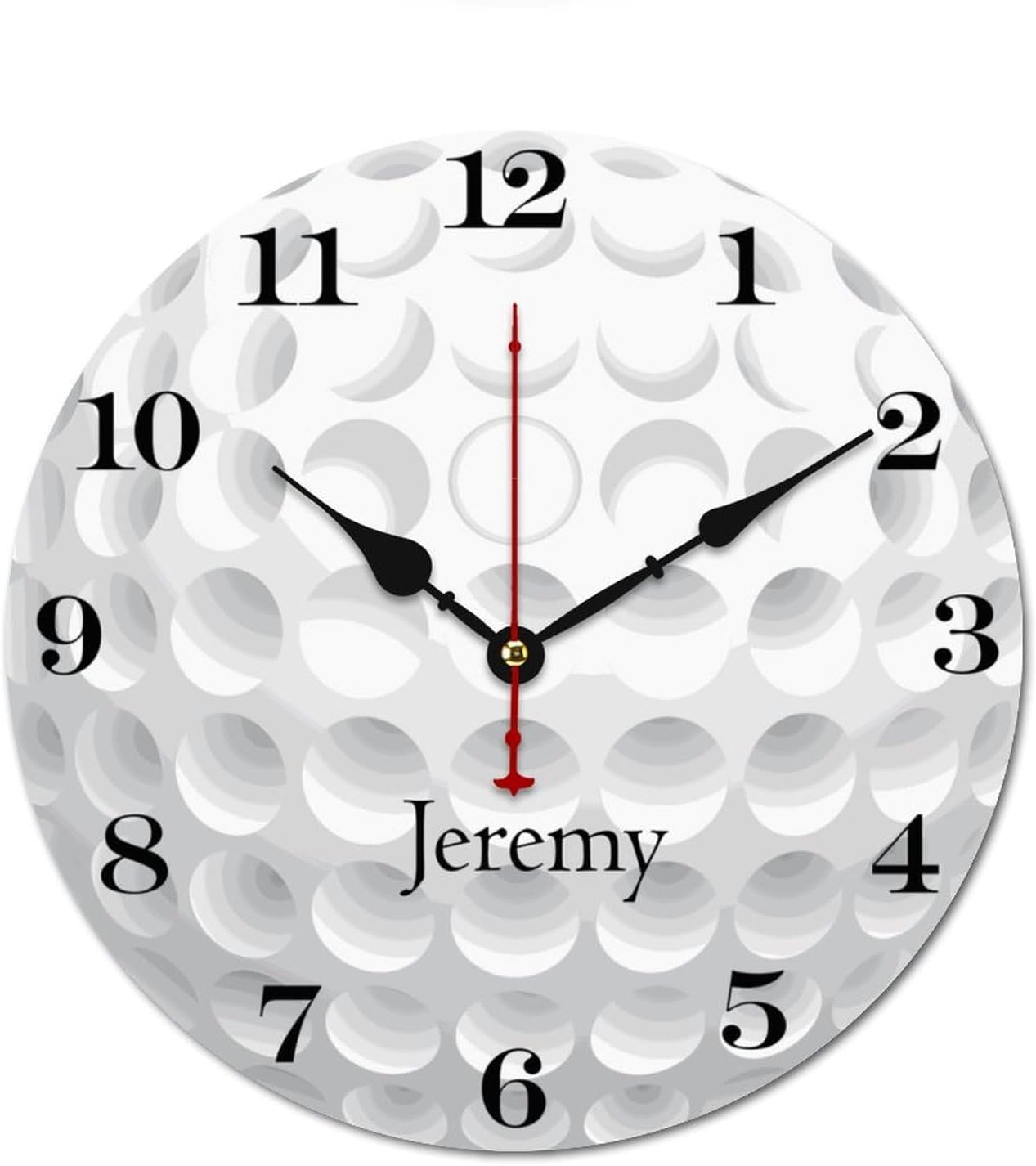 Golf Ball Personalized Name Wall Clocks Battery Operated 10 inch Golf Gifts Clocks Decorative Silent Kids Wall Clock with Name Custom Kids Birthday Gifts Children Room Decor, Style-12