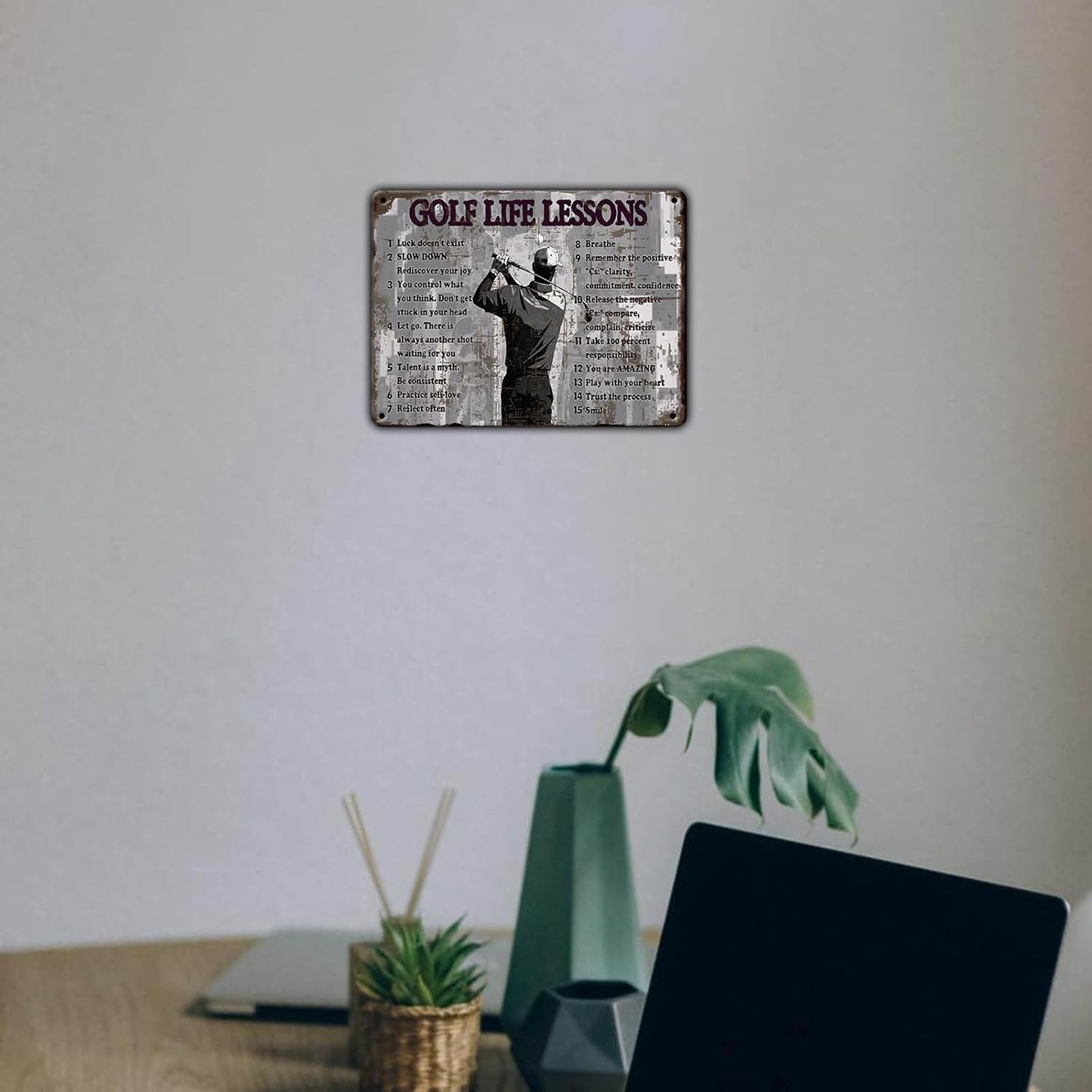 Golf Life Lessons Metal Tin Sign 8x12 Inch Funny Golf Tin Sign Golf Life Lessons Poster Home Kitchen Garden Bar Restaurant Cafe Office Shop Cave Man Are Wall Decor