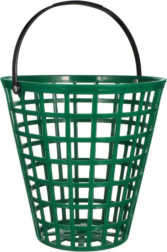 VANZACK Plastic Golf Ball Basket, Golfball Container Ball Bucket with Handle, Holds 100 Balls, for Summer Golf Ball Storage Practice Accessories, Green