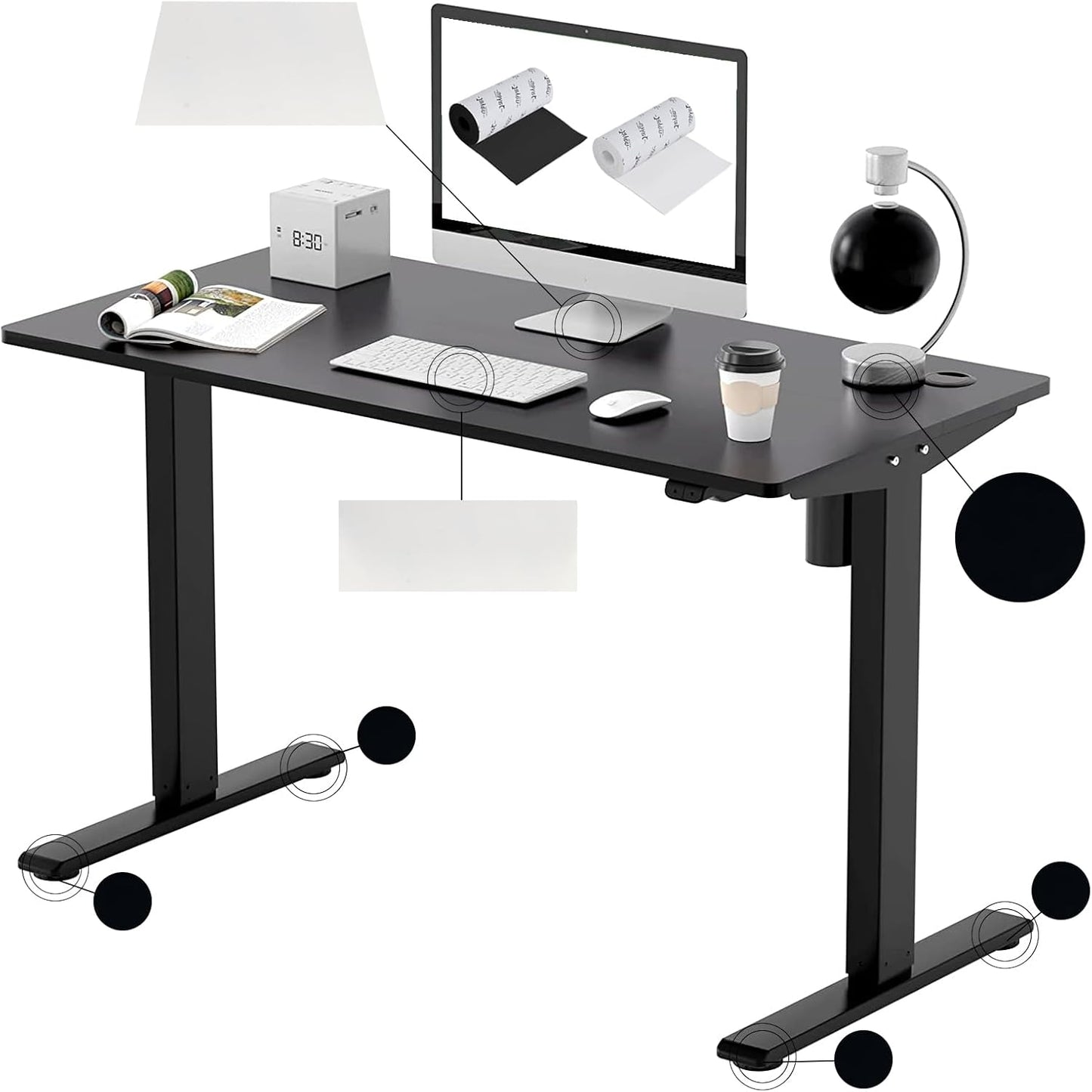 Non Slip Self Adhesive Silicone Cuttable Furniture Pads - 5x80 inch Anti-Sliding Rubber Floor Protectors for Any Furniture and Appliances