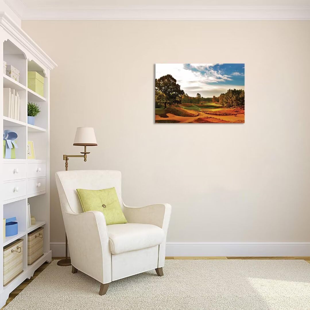 Tobacco Road Golf Course Wall Art for Living Room Bedroom Bathroom Home Decoration North Carolina Golf Course Picture Poster Framed Artwork Golf Canvas Prints Ready to Hang(12''H x 16''W)