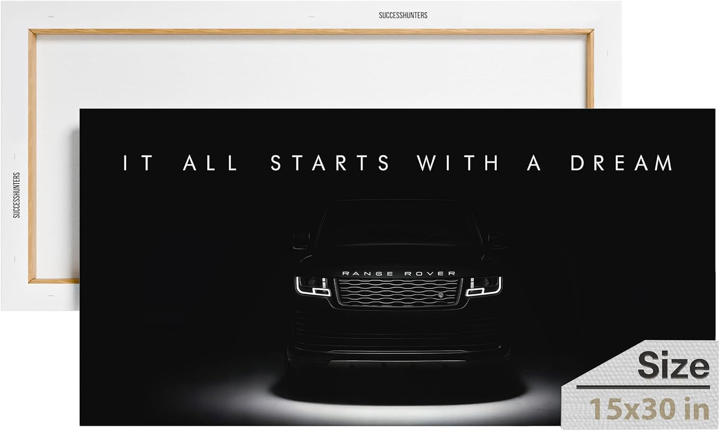 Motivational Wall Art for Office, Super Car Art Canvas, Inspirational Automotive Decor for Range Rover Sportscar Lovers, Motivational Wall Decor for Office and Home, Car Poster (15" x 30" in)