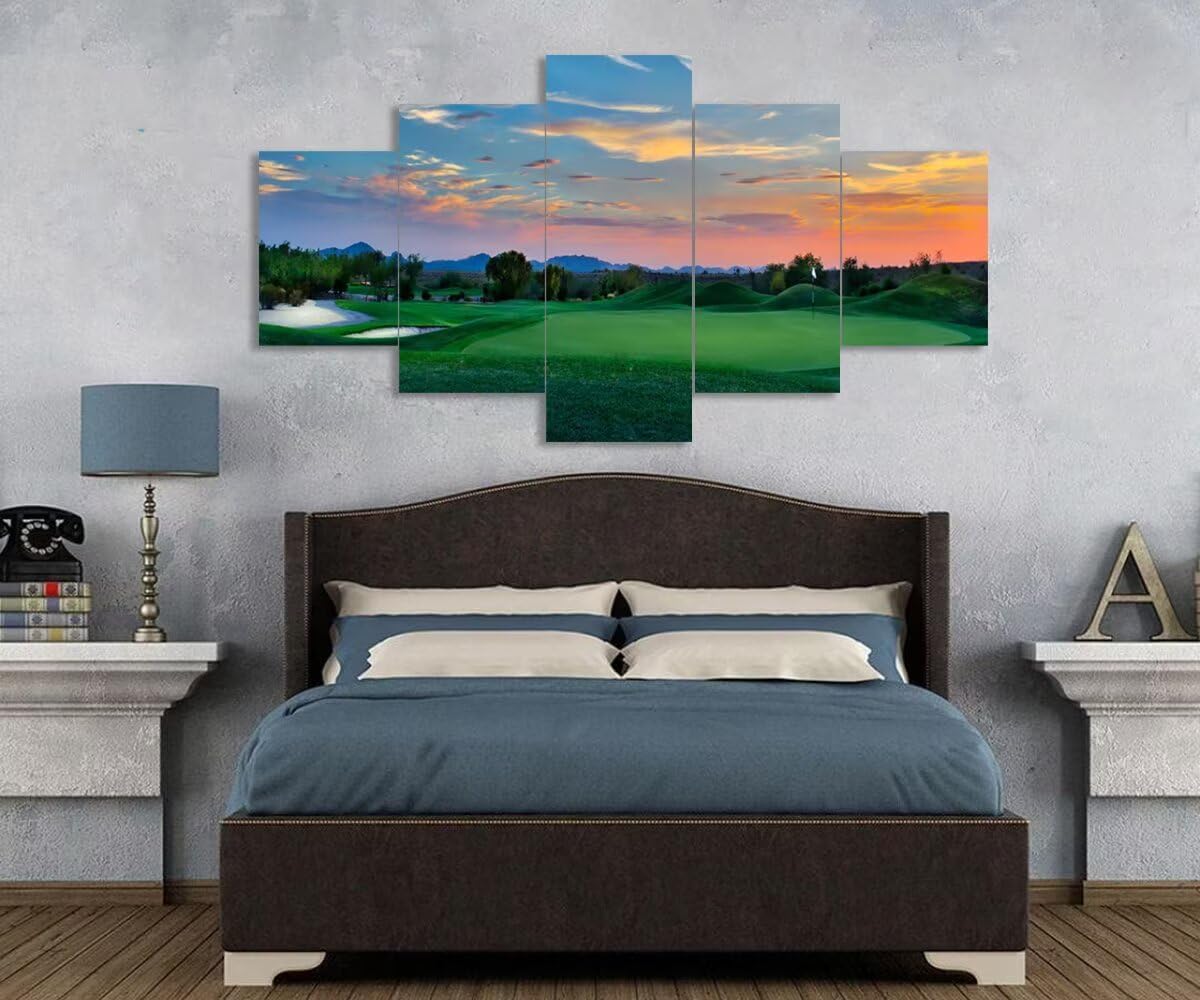Arizona Scottsdale Golf Course Wall Art for Living Room Bedroom Bathroom - Sunset Arizona Scottsdale Landscape Pictures Posters Framed Artwork Canvas Prints Ready to Hang(50''W x 24''H)