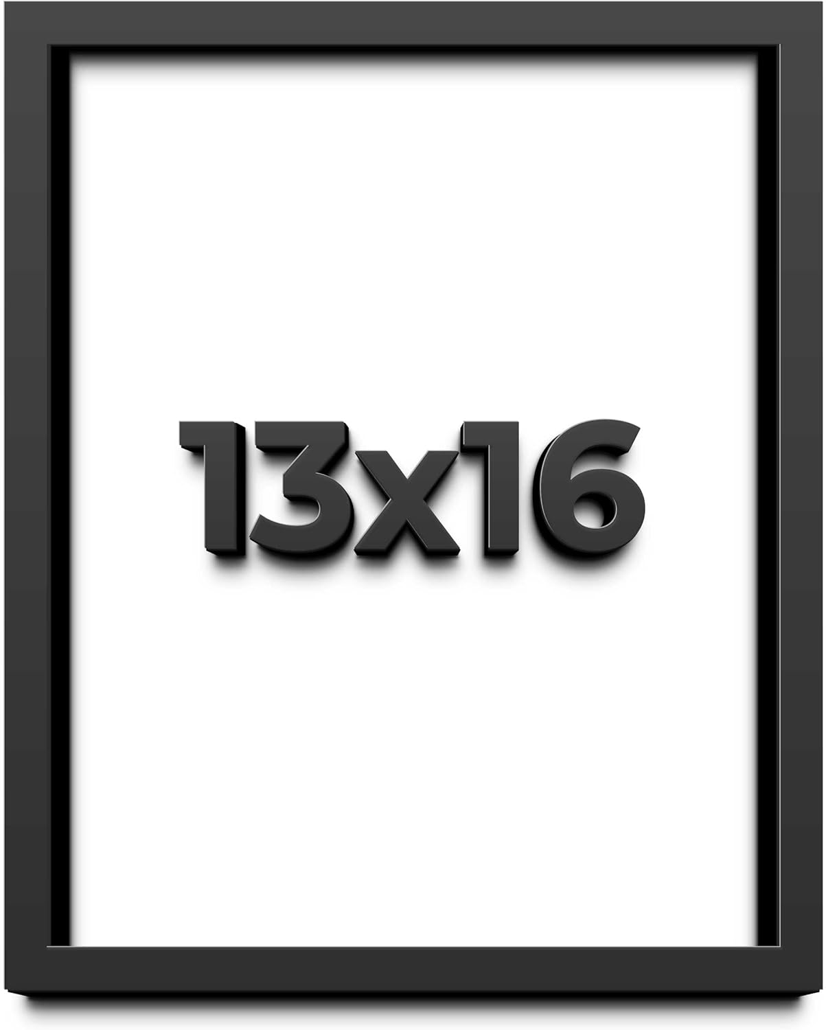 13x16 Shadow Box Black Solid Wood Display Frame with White Acid-Free Backing UV Acrylic & Hanging Hardware - with 3/4" Usable Depth
