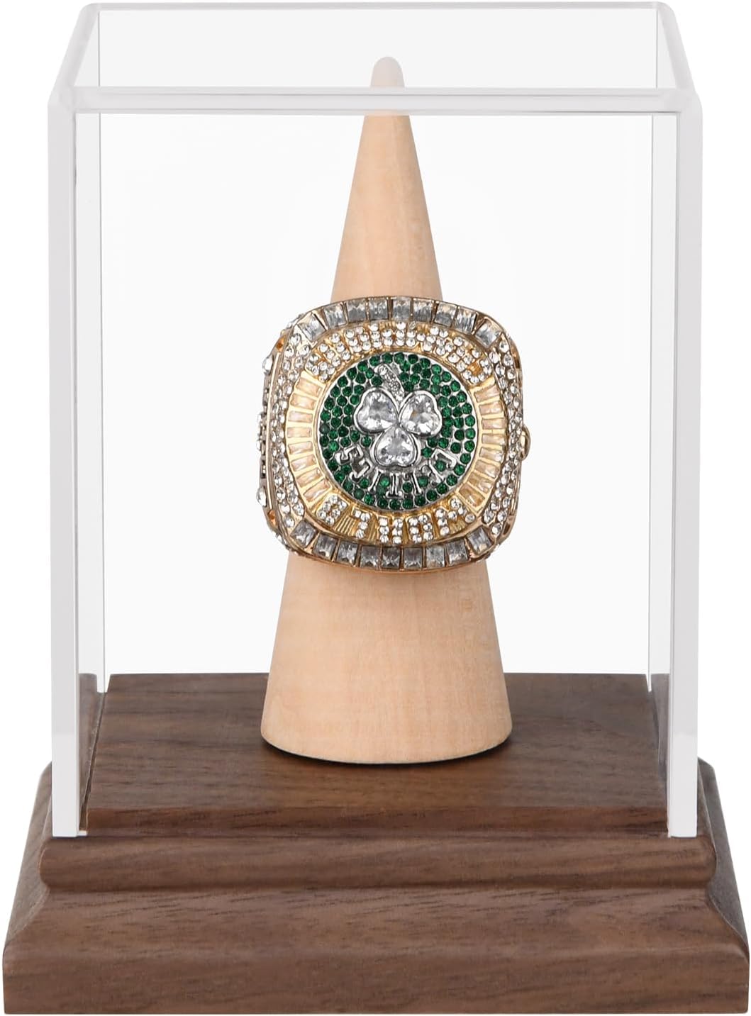 Championship Ring Display Case Baseball Softball Football Ring Holder Wanult Wood Base Acrylic Sports Ring Display Case Stand for Men Wooden Ring Box for Women Memorabilia Showcase Cube Collectibles