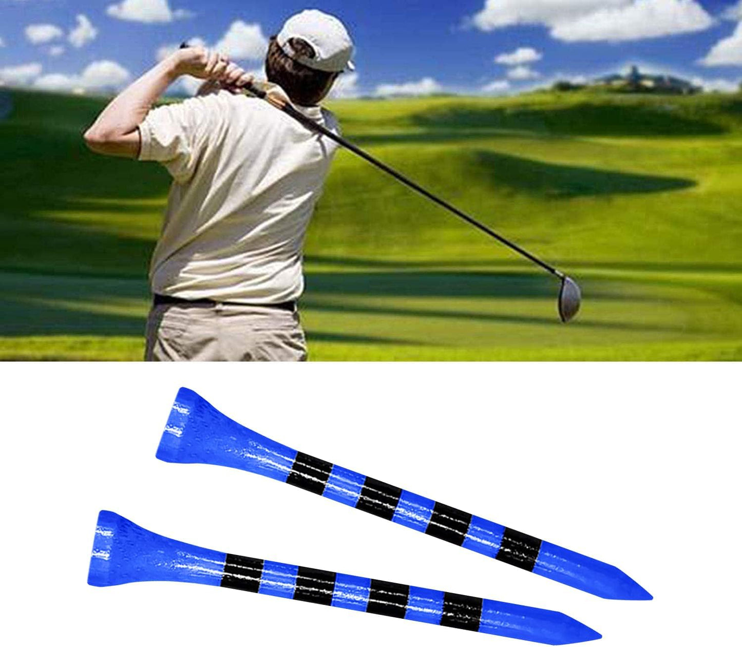 Wooden Golf Tees 3-1/4", 2-3/4", 2-1/8", 1-1/2" Available, 100 Count (Natural Color, White, Black, Blue, Red, Green, Yellow, Pink, Orange)