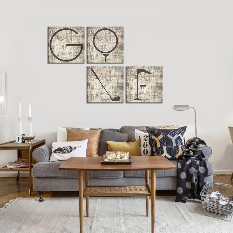 Pankila Golf Canvas Wall Art Golf Pictures Canvas Prints Golf Wall Decor for Living Room Bedroom Bathroom Club Gym Home Decorations Painting Framed Artwork Ready to Hang (12''W x 12''H x 4)