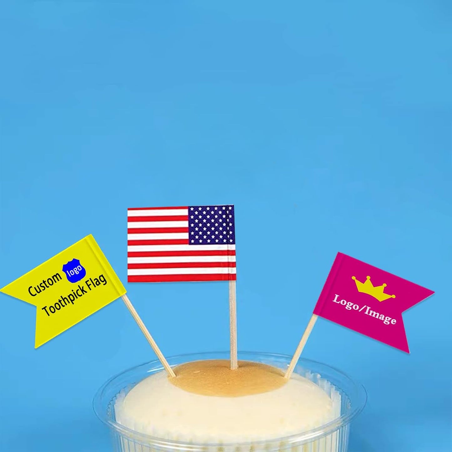 Custom Toothpick Flags with Logo/Photo 100Pcs, Personalized Cheese Markers for Hamburger Cupcakes Toppers Party Decoration Food Labeling -Swallowtail