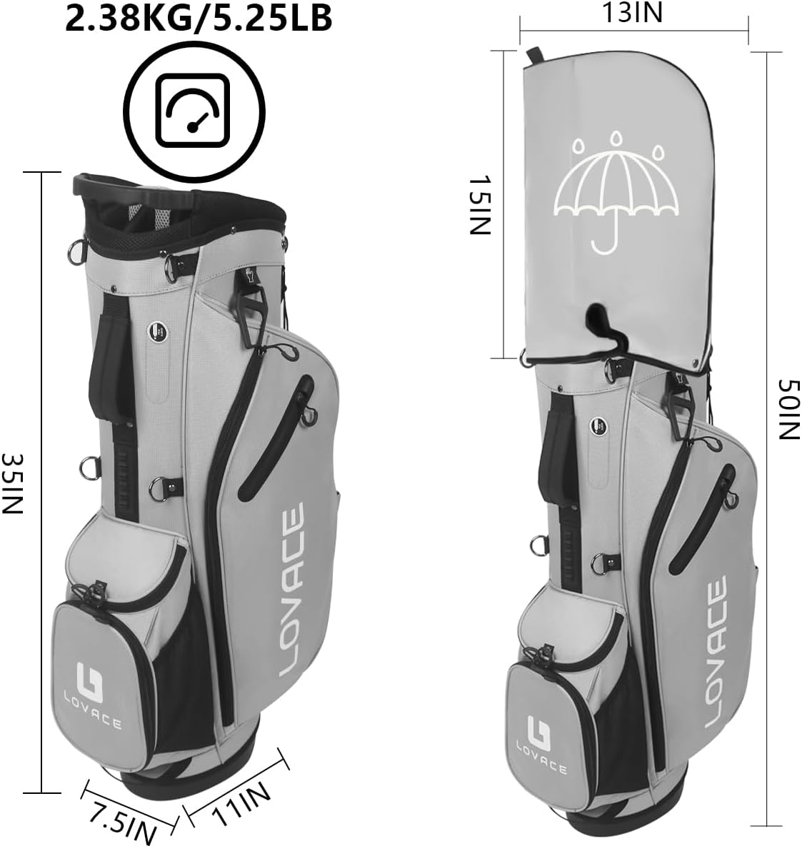 14-Way Golf Stand Bag, Lightweight Golf Bag with Stand for Men and Women