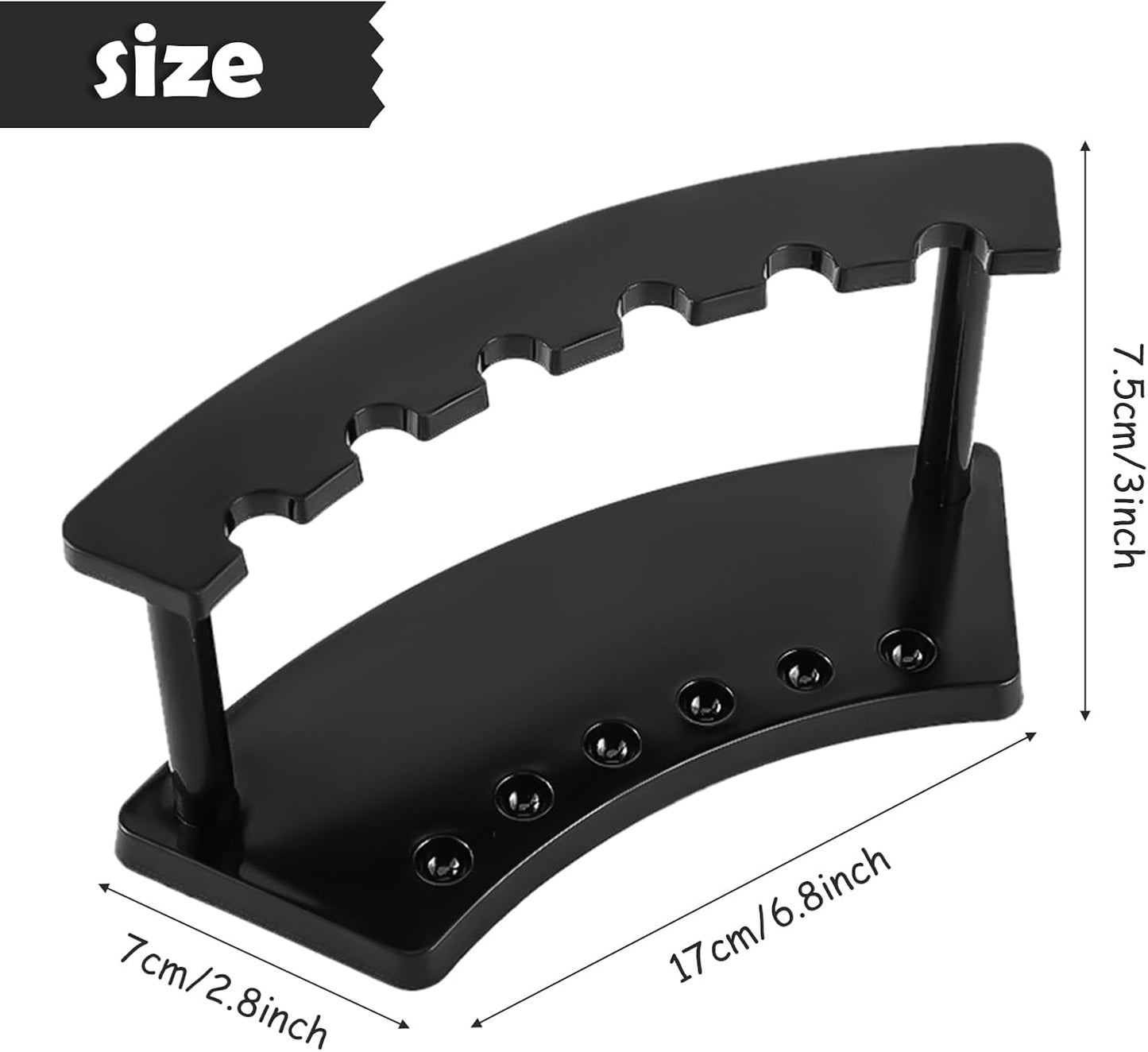 Tinlade 2 Pieces Plastic Pen Holder Stand Display Rack 6-Slot Pen Makeup Brush Rack Organizer Eyebrow Stand for School Office Home Store(Black)