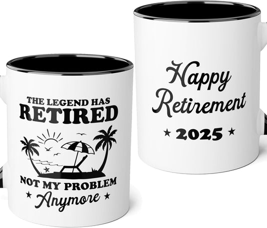 Retirement Gifts for Coworker, Colleagues, The Legend Has Retired Coffee Mug, Not My Problem Anymore Retired Cup, Birthday, Christmas, Happy Retirement Presents For Men, Women, Mom, Dad, Boss