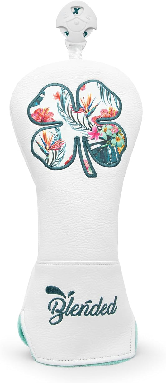 Golf Club Covers White Lucky Clover Golf Head Covers Driver Covers Fariway Wood Headcover Hybrid Covers Leather Golf Headcover with Number Tag for All Brand