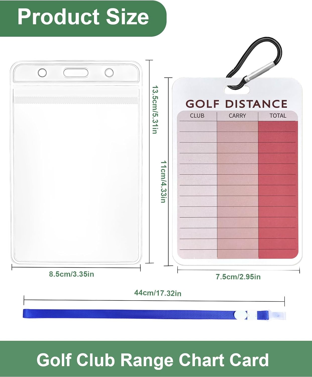 Swooflia Golf Club Distance Card - 2 Pack or 1 Pack Golf Club Range Chart Card, Swing Minder Reference & Blank Distance Yardage Scorecard, Golf Bag Accessories Gifts for Men Women Golfers