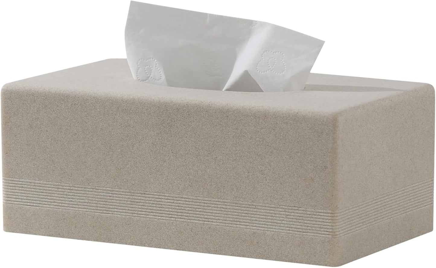 Tissue Box Cover Rectangle, Resin Facial Tissues Holder Covers Rectangular Toilet Paper Holder Case Dispenser Home Decorative for Bathroom Kitchen Bedroom Living Room Office (Beige)