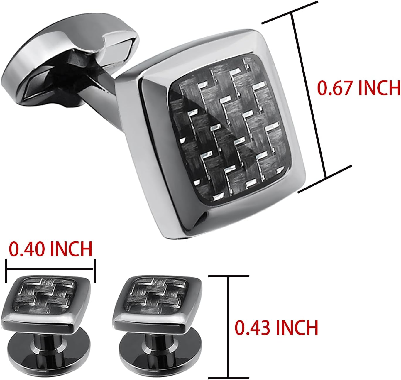 HAWSON Cufflinks and Studs for Men-Fashion Men Vintage Enamel Carbon Fiber Tuxedo Shirt Cufflinks and Studs Set for Regular Wedding Business Accessories