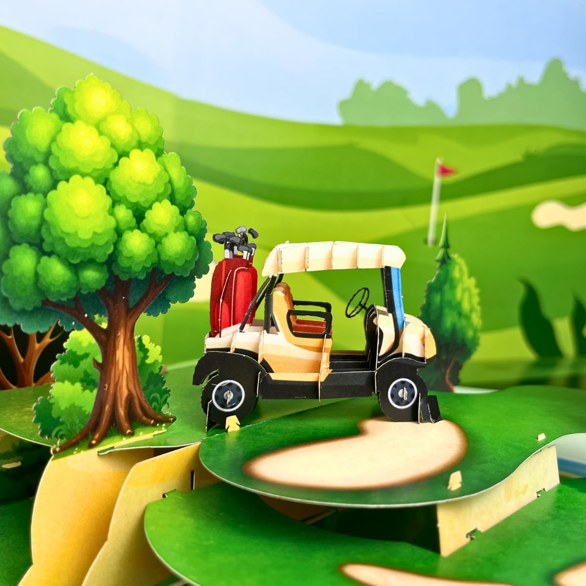 4BO Golf Fathers Day Pop Up Card, 3D Golf Birthday Card for Dad for Men, Dad, Husband, Grandpa, Goft Gifts Cards for Congratulations, Thank You, Retirement for Boss, Coworker, Golfer