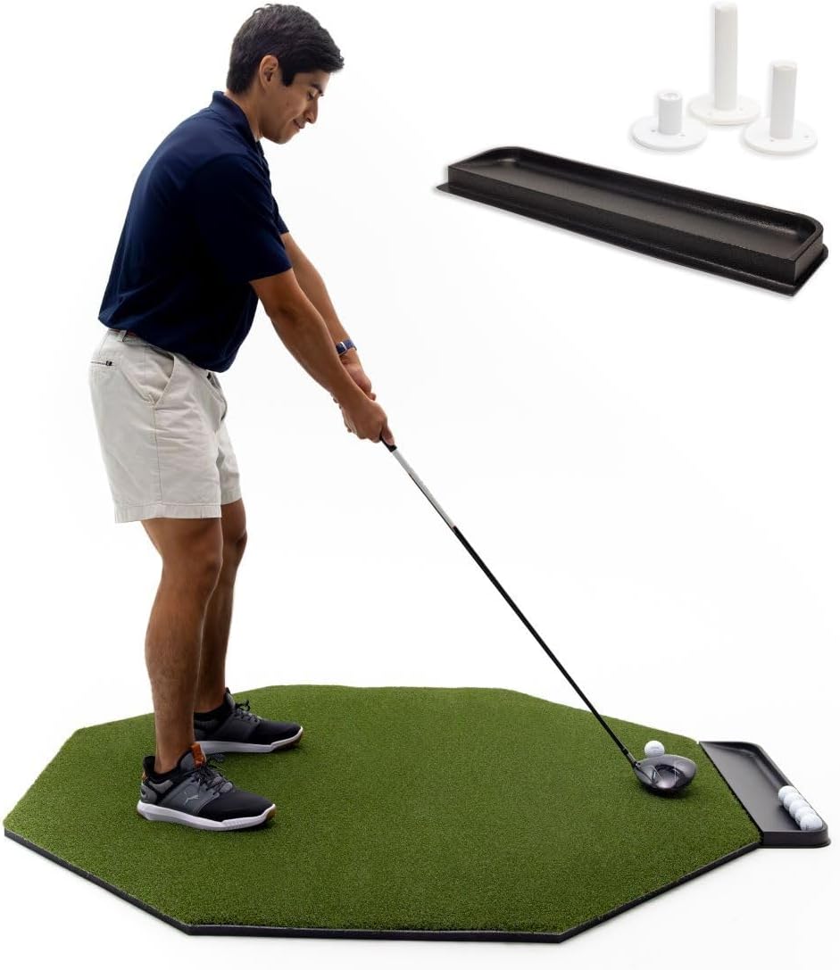Dura-Pro Premium Turf Indoor/Outdoor Golf Mat. Bonus Tray + 3 Tees