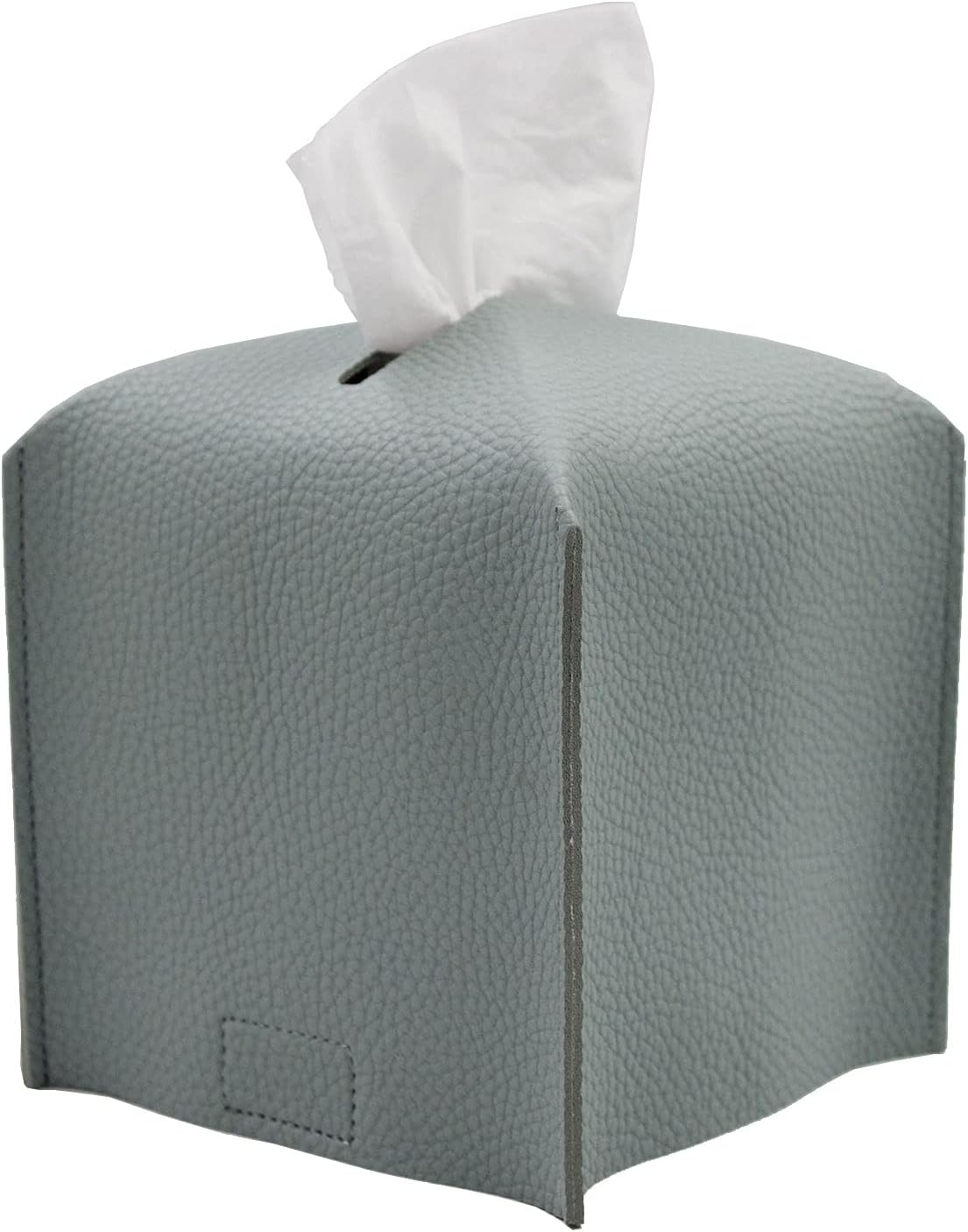 Livelab Tissue Box Cover Holder, Square Modern Decoration PU Leather Facial Tissues Case Roll Paper Dispenser for Bathroom Vanity Countertop, Night Stands, Office Desk Car 5X5X5'' | Water Blue