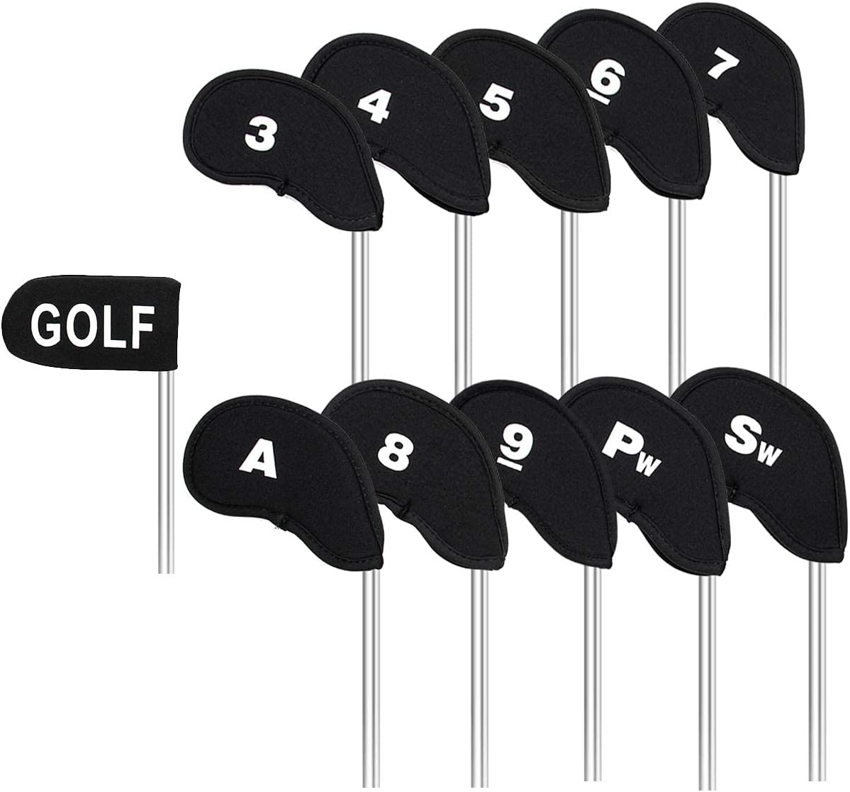 AUEAR, 11 Pack Golf Head Covers Neoprene Iron Putter Headcovers Set Fit All Brands