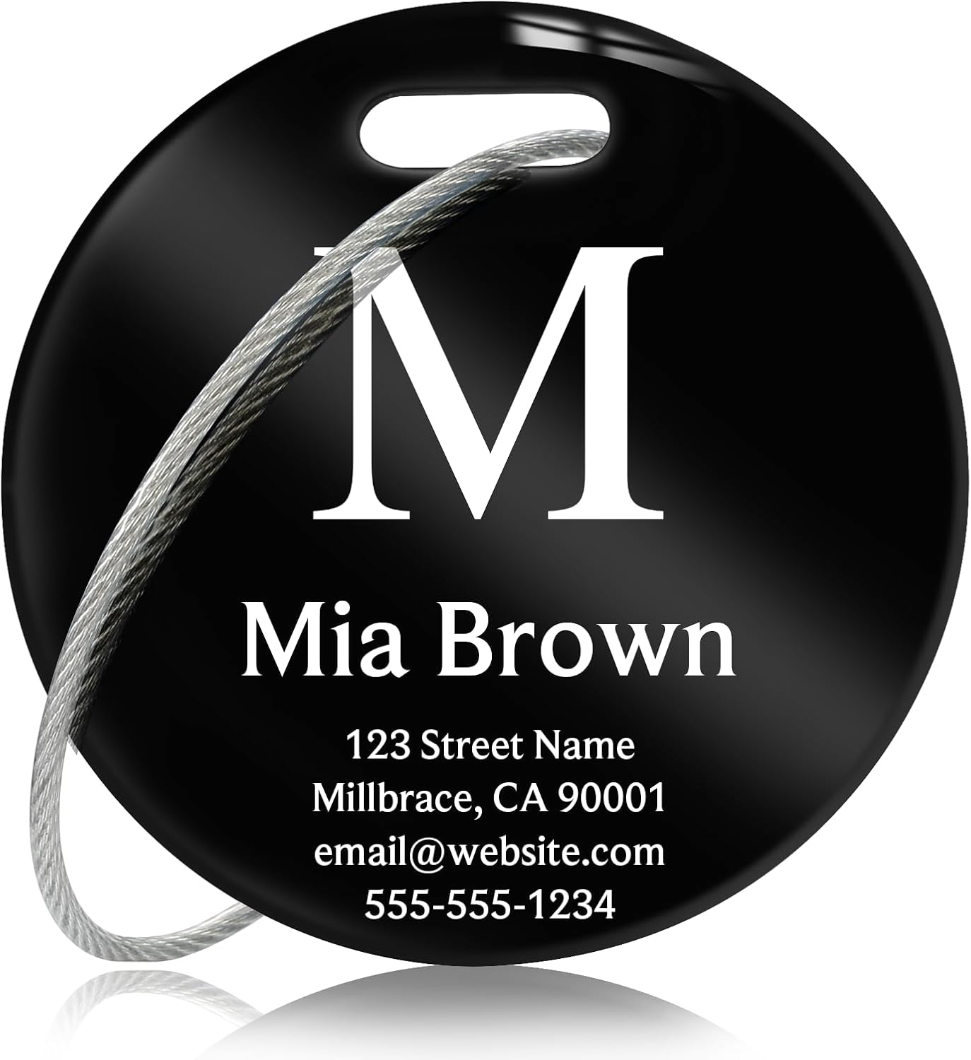 Customized Stainless Steel Luggage Tags: Personalize Your Suitcases, Backpacks, and Bags with Your Text (Black)