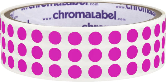 ChromaLabel 0.25 Inch Round Label Permanent Color Code Dot Stickers, 1000 Labels per Roll, Fluorescent Purple
