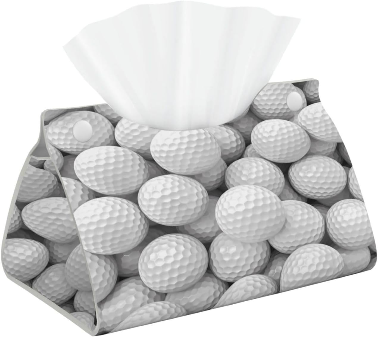 Tissue Box Cover Sport Golf Ball Rectangle PU Leather Tissue Box Holder for Car Bathroom Bedroom Desk Tabletop Decor