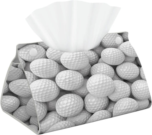 Tissue Box Cover Sport Golf Ball Rectangle PU Leather Tissue Box Holder for Car Bathroom Bedroom Desk Tabletop Decor
