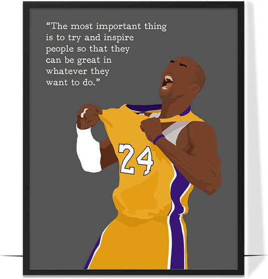 LOLUIS Motivational Basketball Superstar Hand-Drawn Artwork Sport Quote Wall Art Decorations (Unframed 16"x20", Basketball Player 1)