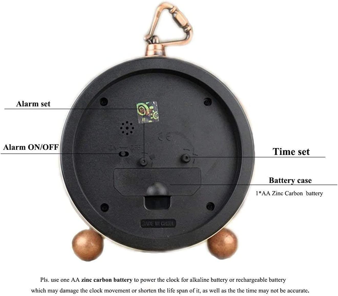 Maxspace 5.2in Desk Clock, Retro Silent Analog Clock Non-Ticking & Battery Operated with Quartz Movement,Clock Decor for Bedroom Living Room