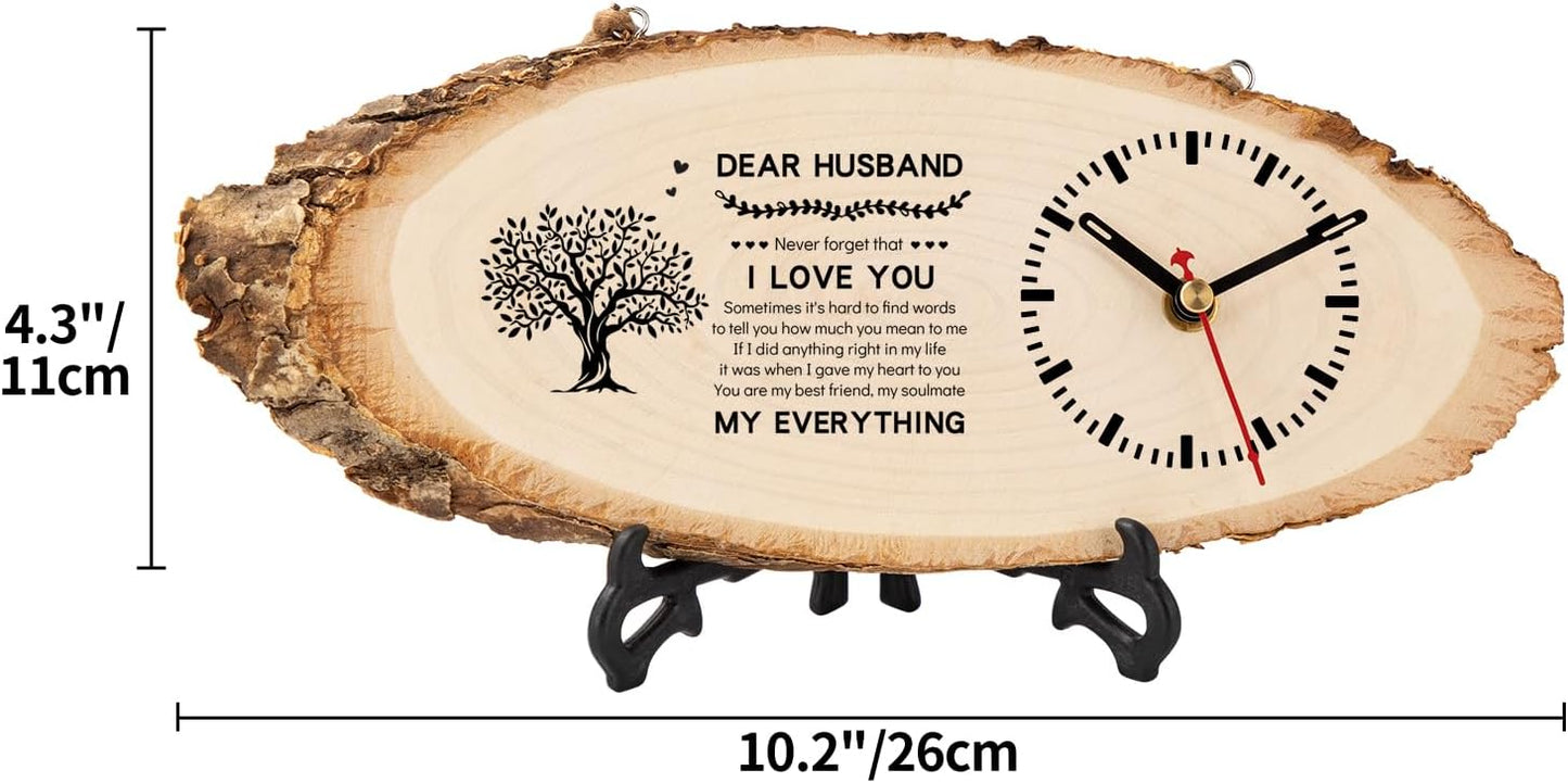 BeauGift Gifts for Huaband, Christmas Wooden Clock Gift for Husband from Wife, Anniversary Clock Gift Birthday Present Valentine's Day Fathers Day for Him Office Home Decor