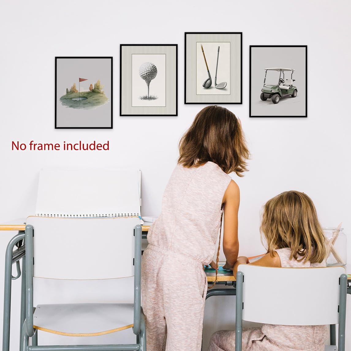 laveliabel Golf Wall Art Prints Set of 4 Unframed, Golf Pictures Wall Decor, GolfGifts for Men, Vintage Retro GolfCart GolfClub Poster Prints for Home Room GolfOffice WallDecor 8x10inches