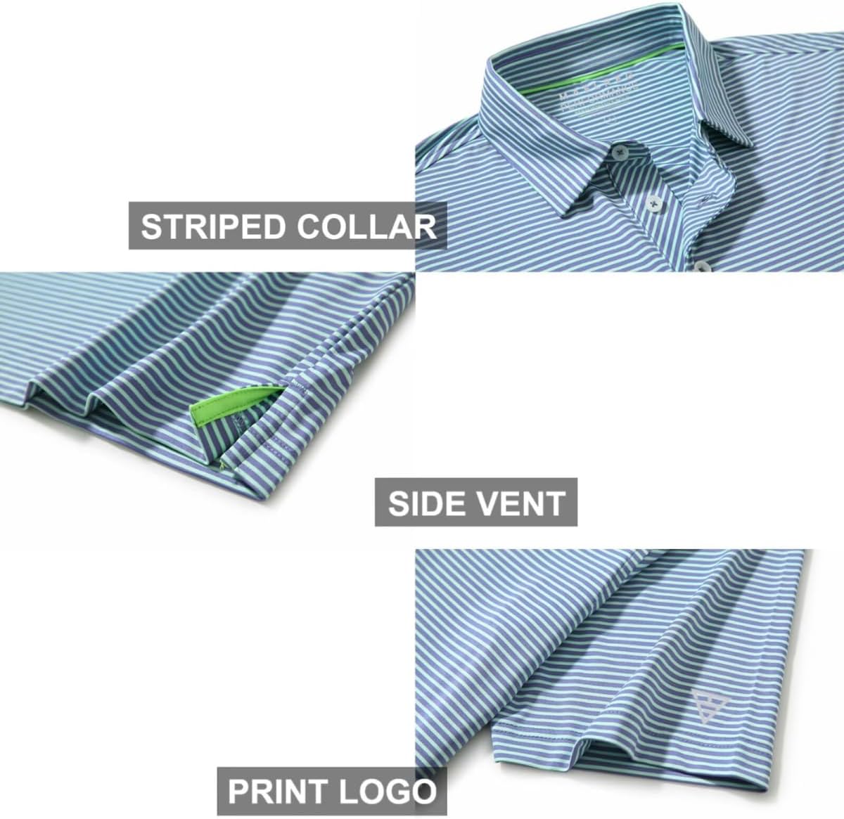 Golf Shirts for Men Dry Fit Short Sleeve Print Performance Moisture Wicking Polo Shirt