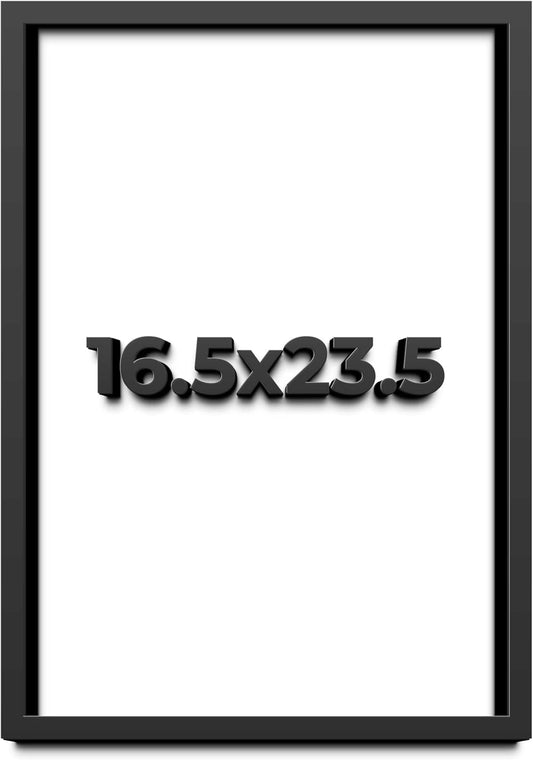 16.5x23.5 (A2 Euro Size) Shadow Box Black Solid Wood Display Frame with White Acid-Free Backing UV Acrylic & Hanging Hardware - with 3/4" Usable Depth